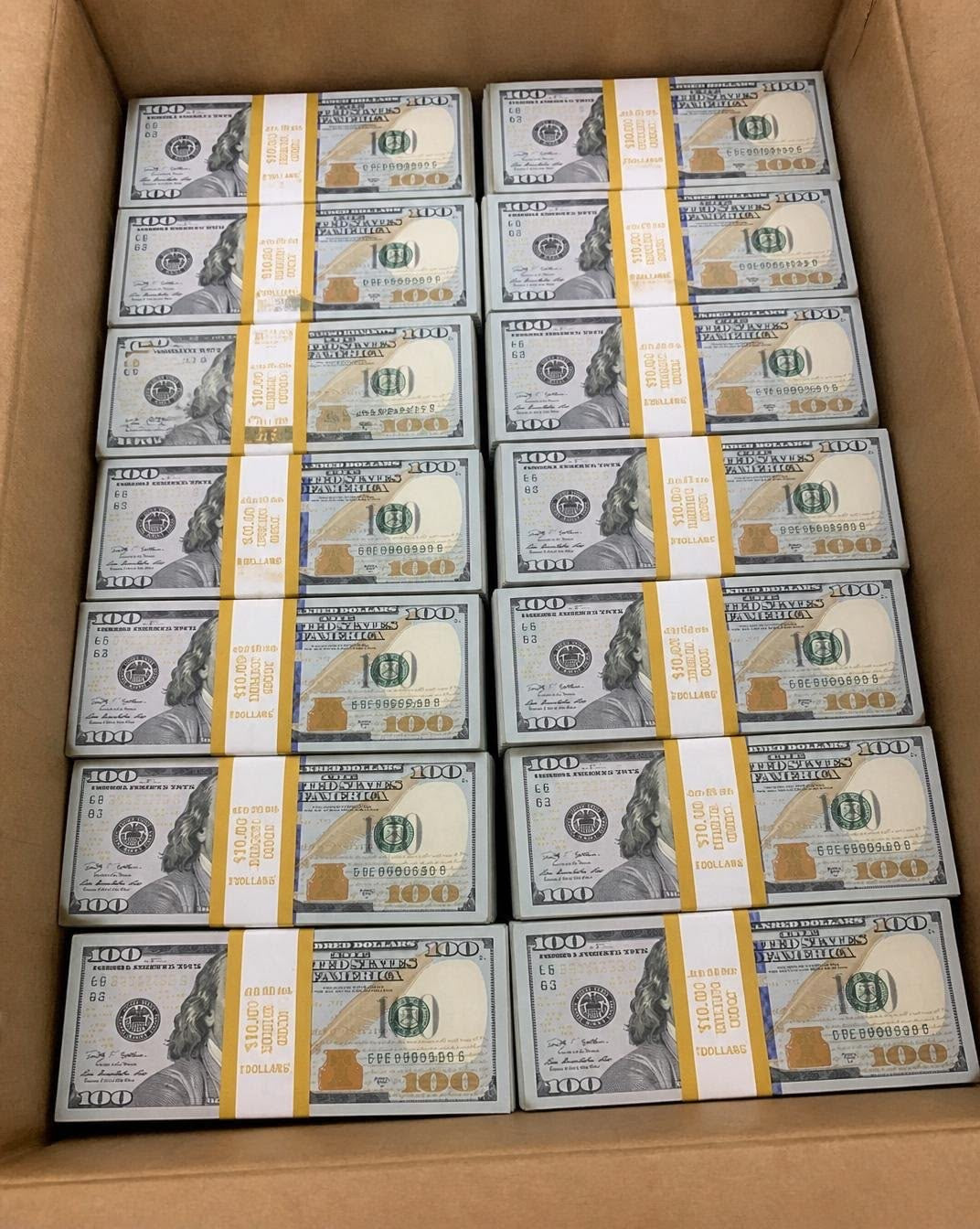 $10,000 stack $100 bills